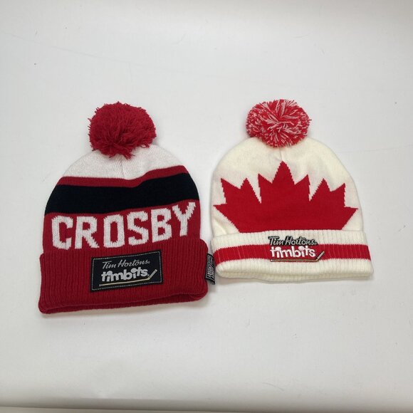 Lot x2 Tim Hortons Timbits Player Sydney Crosby #87 Tuque Red/Black/White O/S - Picture 7 of 7
